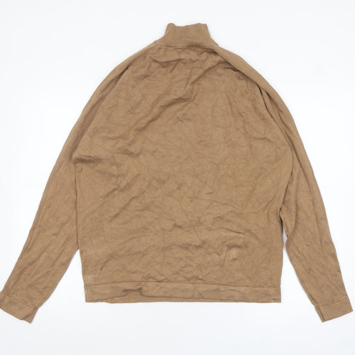 River Island Men's Beige XL 1/4 Zip High Neck Jumper