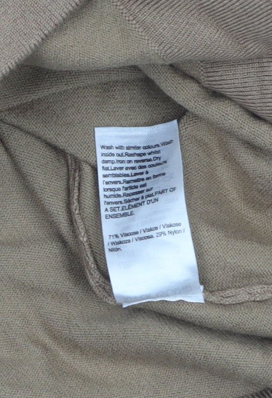 River Island Men's Beige XL 1/4 Zip High Neck Jumper