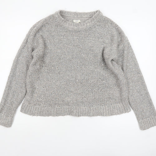 Fat Face Women’s Grey Chunky Knit Pullover Jumper Size 14