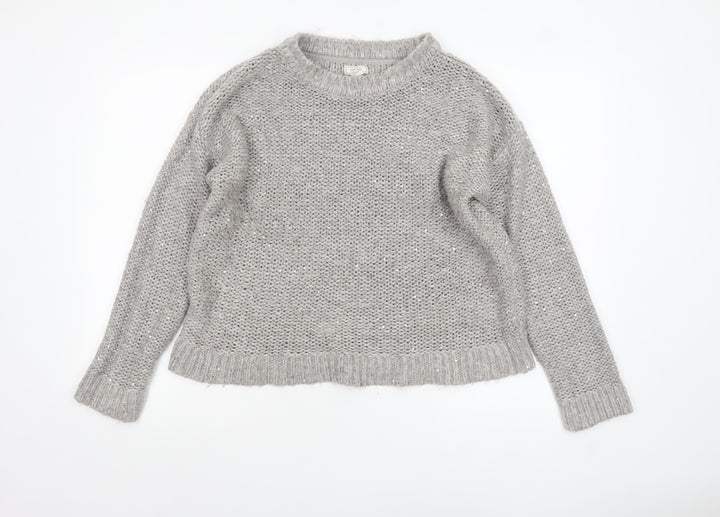 Fat Face Women’s Grey Chunky Knit Pullover Jumper Size 14
