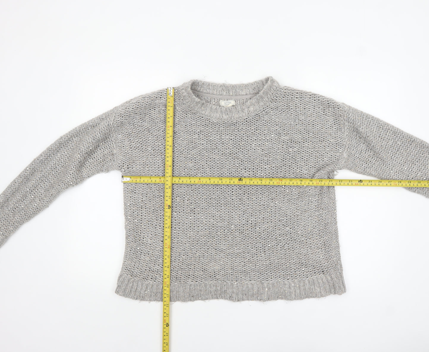 Fat Face Women’s Grey Chunky Knit Pullover Jumper Size 14
