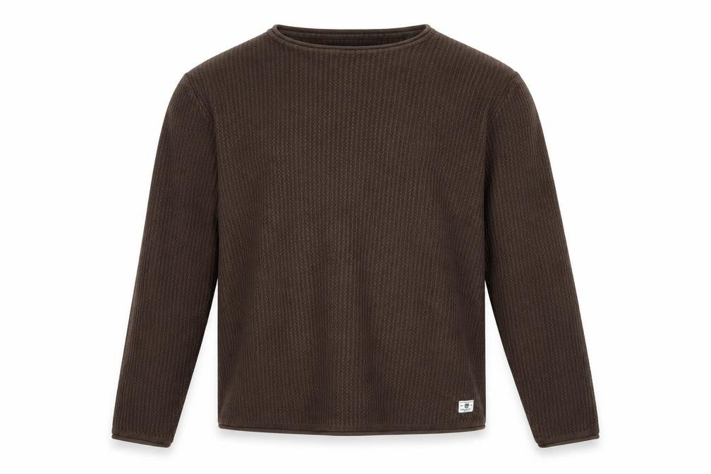 Jack & Jones Men’s Brown Waffle Knit Crew Neck Jumper XL Regular Fit