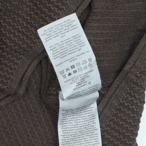 Jack & Jones Men’s Brown Waffle Knit Crew Neck Jumper XL Regular Fit