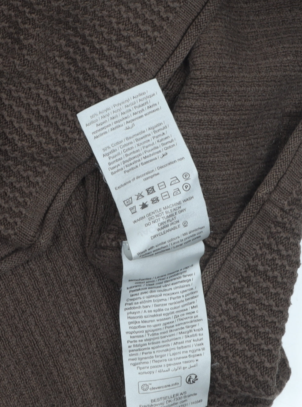 Jack & Jones Men’s Brown Waffle Knit Crew Neck Jumper XL Regular Fit