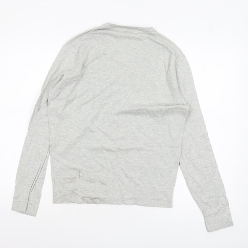 Calvin Klein Men's Grey Cotton V-Neck Jumper Size S