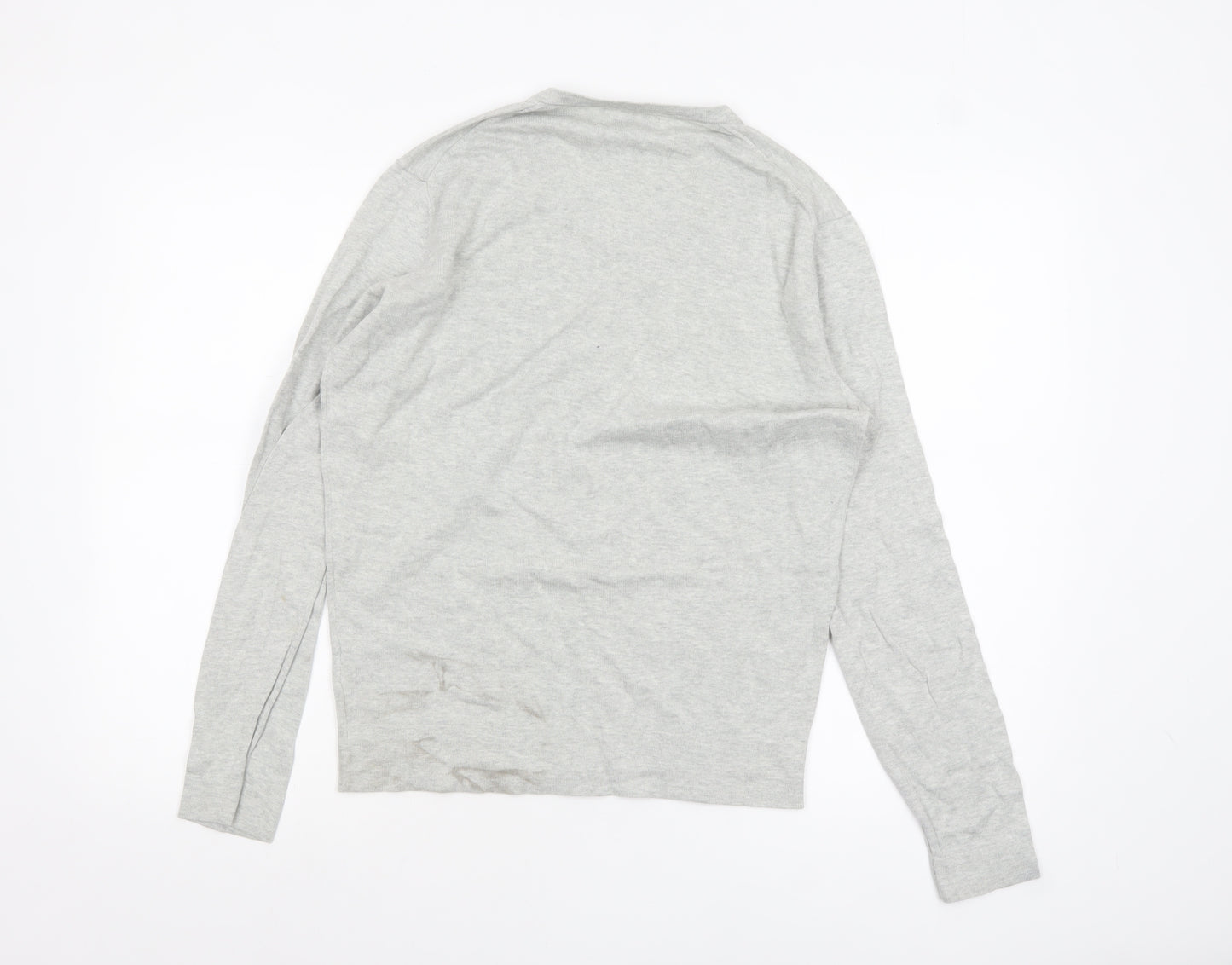 Calvin Klein Men's Grey Cotton V-Neck Jumper Size S