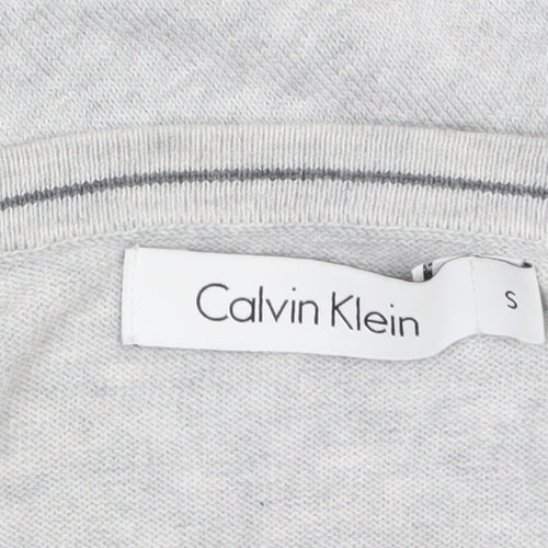 Calvin Klein Men's Grey Cotton V-Neck Jumper Size S