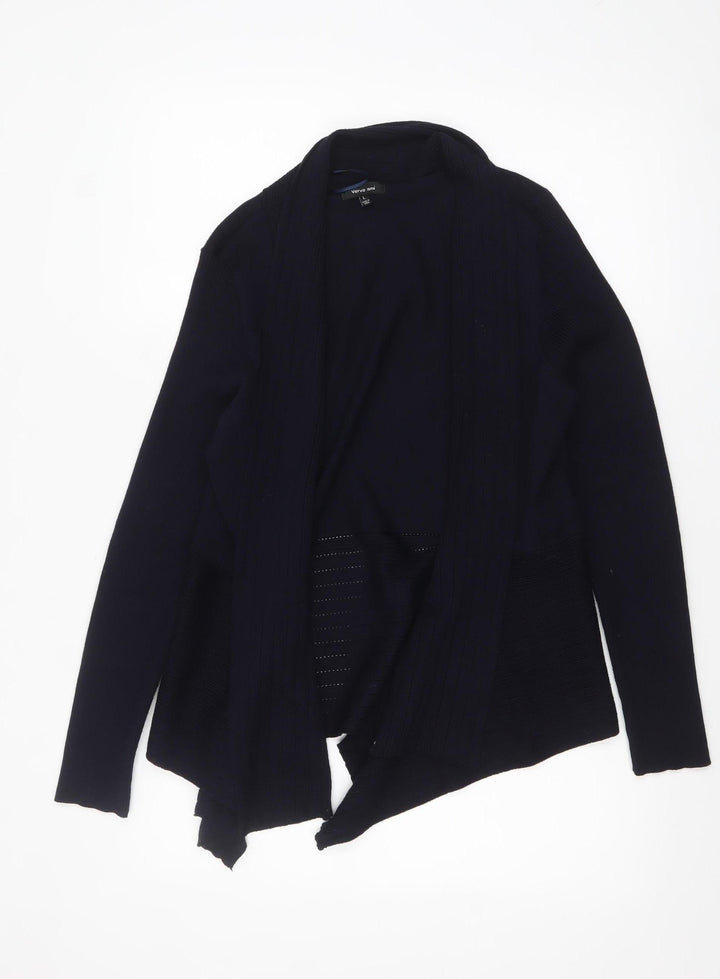 Verve Ami Women Black L Lightweight Open Knit Cardigan