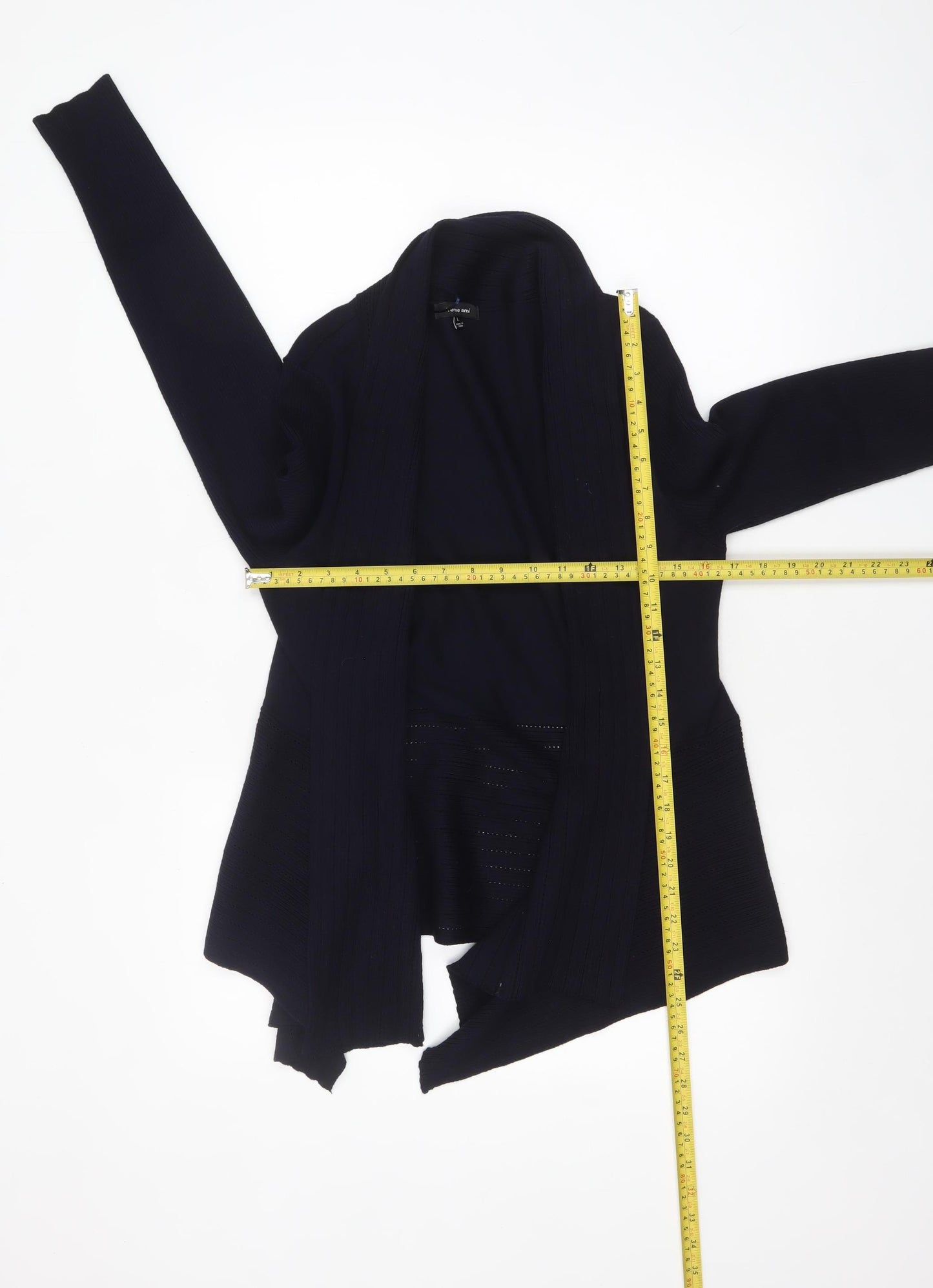 Verve Ami Women Black L Lightweight Open Knit Cardigan