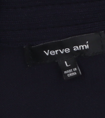Verve Ami Women Black L Lightweight Open Knit Cardigan