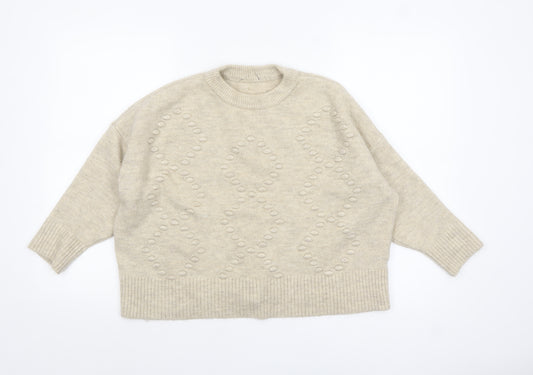 New Look Women's Beige L Chunky Knit Crew Neck Pullover Jumper