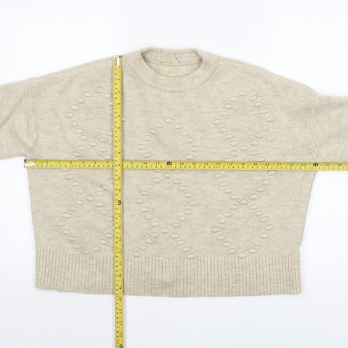 New Look Women's Beige L Chunky Knit Crew Neck Pullover Jumper