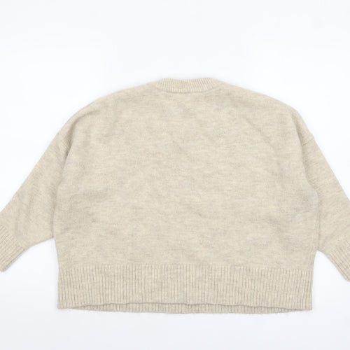 New Look Women's Beige L Chunky Knit Crew Neck Pullover Jumper