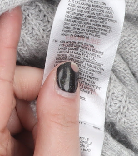 White Stuff Womens Grey Merino Wool Blend Cardigan Size 12