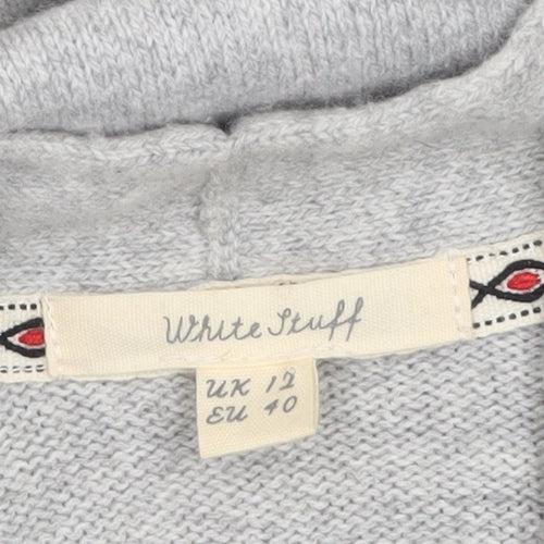 White Stuff Womens Grey Merino Wool Blend Cardigan Size 12
