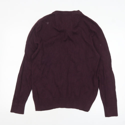 Fat Face Men’s Purple Cotton Cashmere V-Neck Jumper Size M