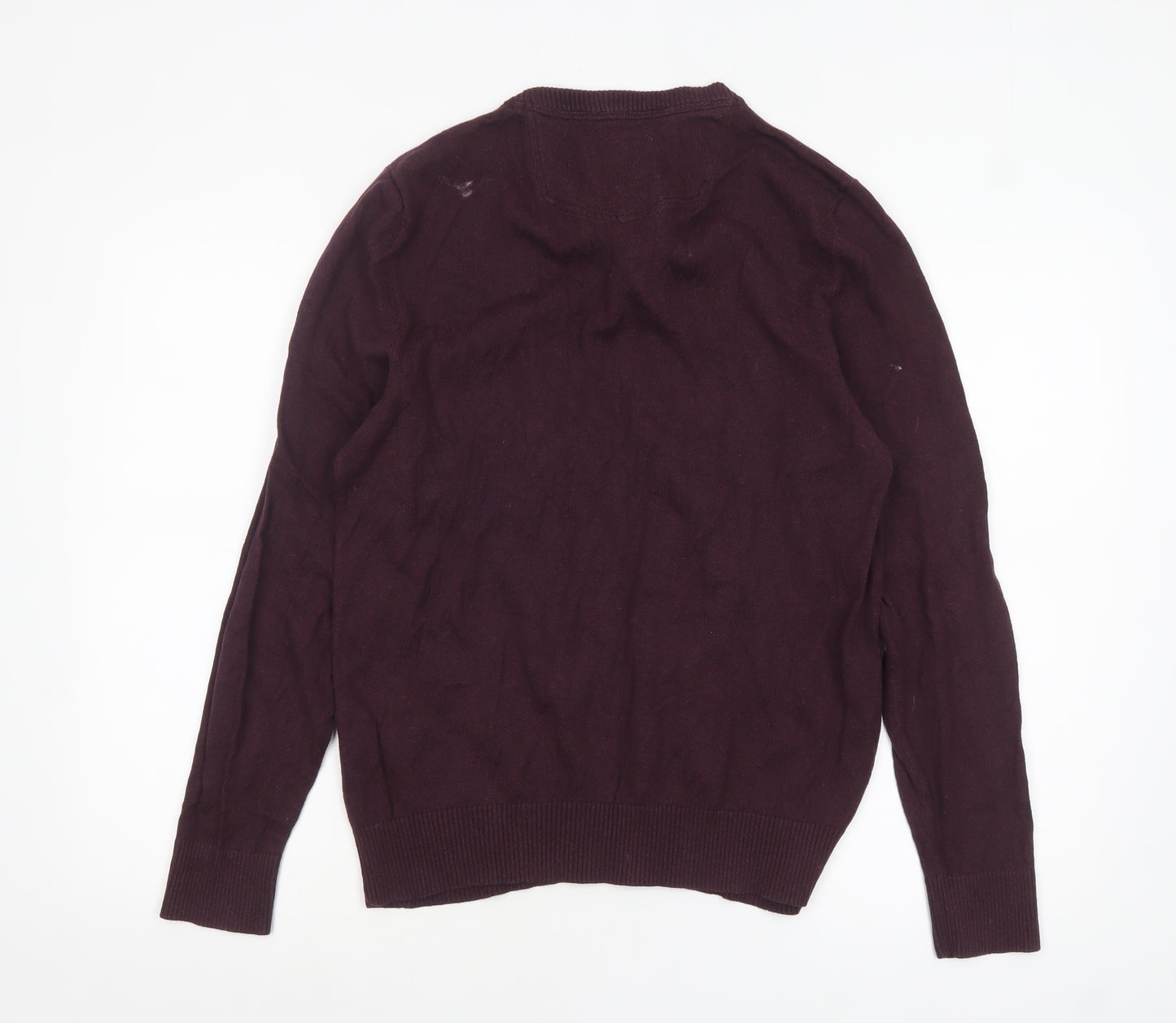 Fat Face Men’s Purple Cotton Cashmere V-Neck Jumper Size M