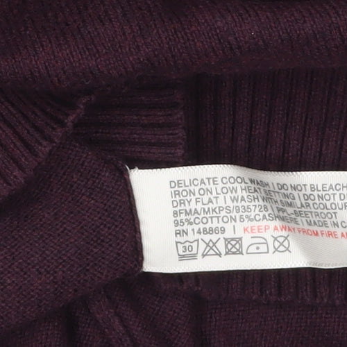 Fat Face Men’s Purple Cotton Cashmere V-Neck Jumper Size M