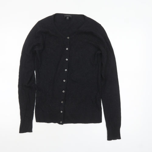 The White Company Women's Black V-Neck Cardigan Size 8