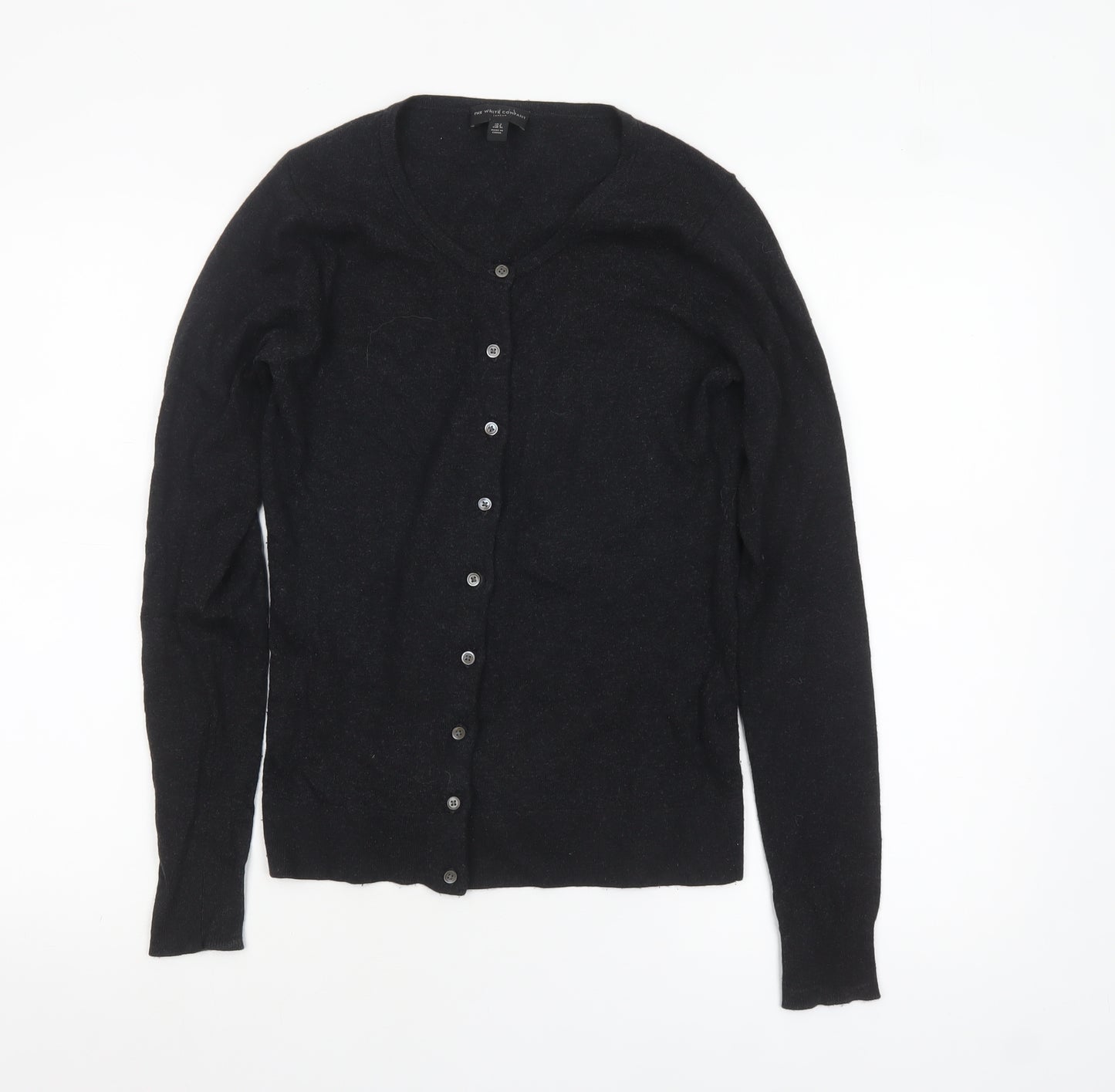 The White Company Women's Black V-Neck Cardigan Size 8