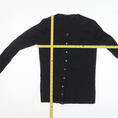 The White Company Women's Black V-Neck Cardigan Size 8