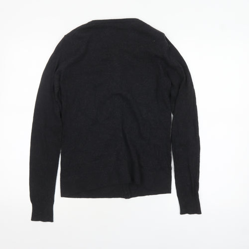 The White Company Women's Black V-Neck Cardigan Size 8