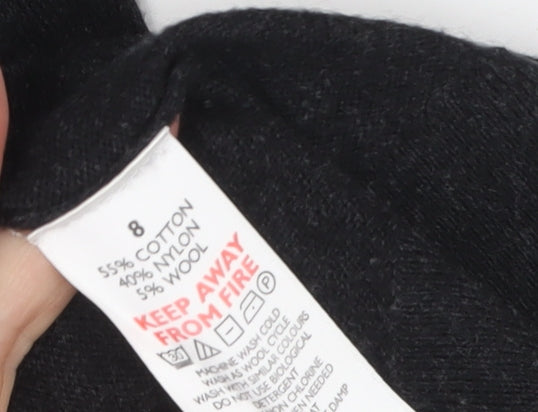 The White Company Women's Black V-Neck Cardigan Size 8
