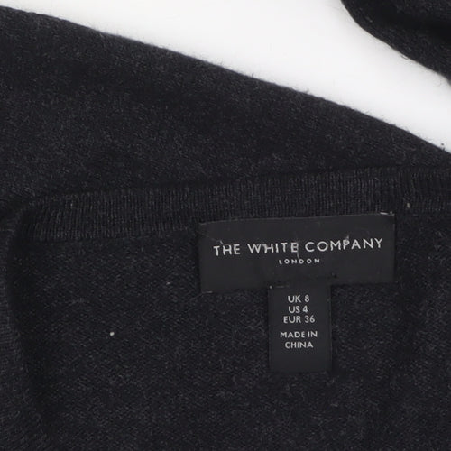 The White Company Women's Black V-Neck Cardigan Size 8