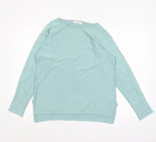 White Stuff Womens Green Size 12 Boat Neck Cotton Knit Jumper
