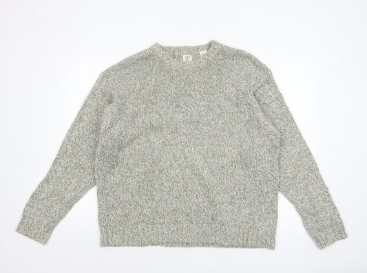 GAP Men's Grey Cotton Crew Neck Knit Jumper Size L