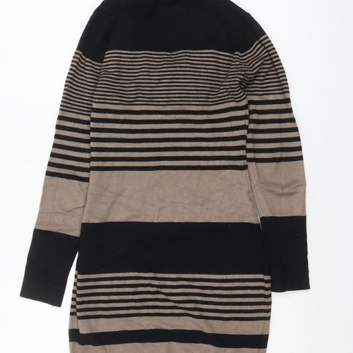 Apricot Women Beige Black Striped Cowl Neck Long Sleeve Knit Jumper Size 10