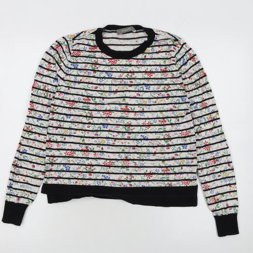 Oasis Women’s Multicoloured Floral Striped Crew Neck Jumper Size M