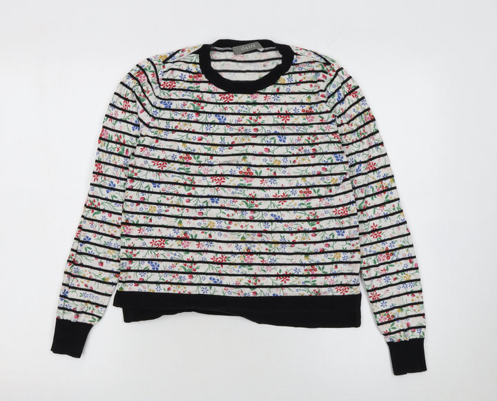 Oasis Women’s Multicoloured Floral Striped Crew Neck Jumper Size M