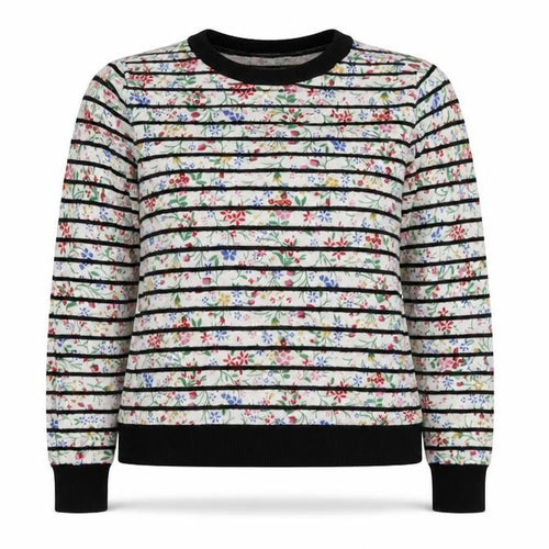Oasis Women’s Multicoloured Floral Striped Crew Neck Jumper Size M