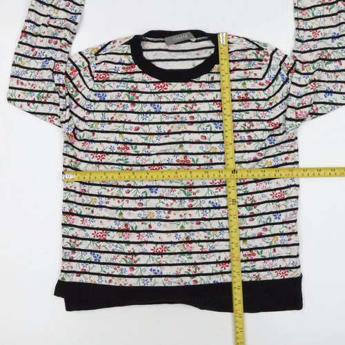 Oasis Women’s Multicoloured Floral Striped Crew Neck Jumper Size M