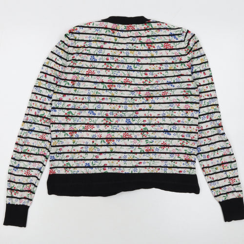 Oasis Women’s Multicoloured Floral Striped Crew Neck Jumper Size M