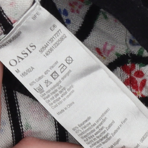 Oasis Women’s Multicoloured Floral Striped Crew Neck Jumper Size M
