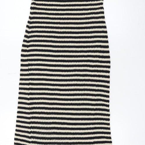 4th + Reckless Women’s Black Stripe Knit Bodycon Midi Dress Size 6