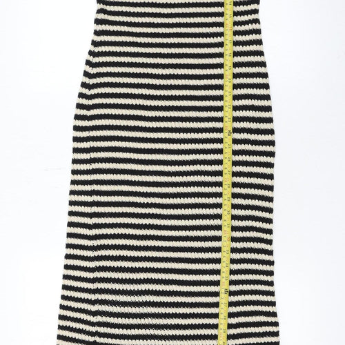 4th + Reckless Women’s Black Stripe Knit Bodycon Midi Dress Size 6