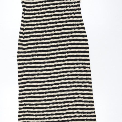 4th + Reckless Women’s Black Stripe Knit Bodycon Midi Dress Size 6