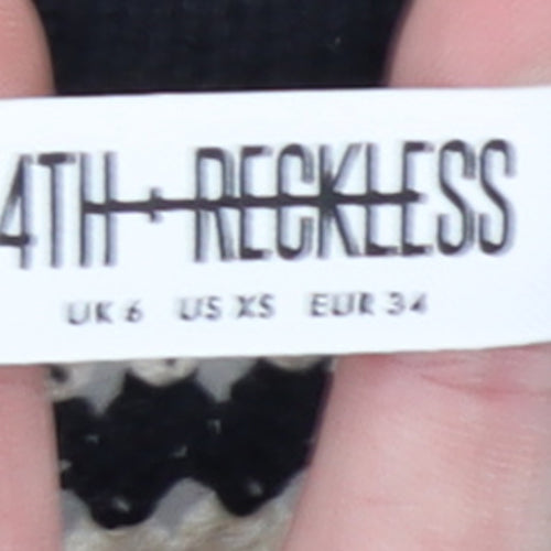 4th + Reckless Women’s Black Stripe Knit Bodycon Midi Dress Size 6