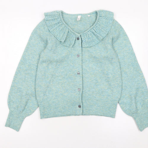 AND/OR Women's Blue Collared Knit Cardigan Size S