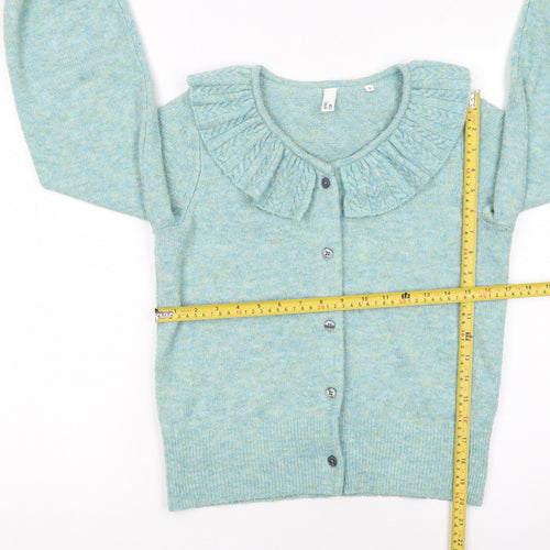 AND/OR Women's Blue Collared Knit Cardigan Size S