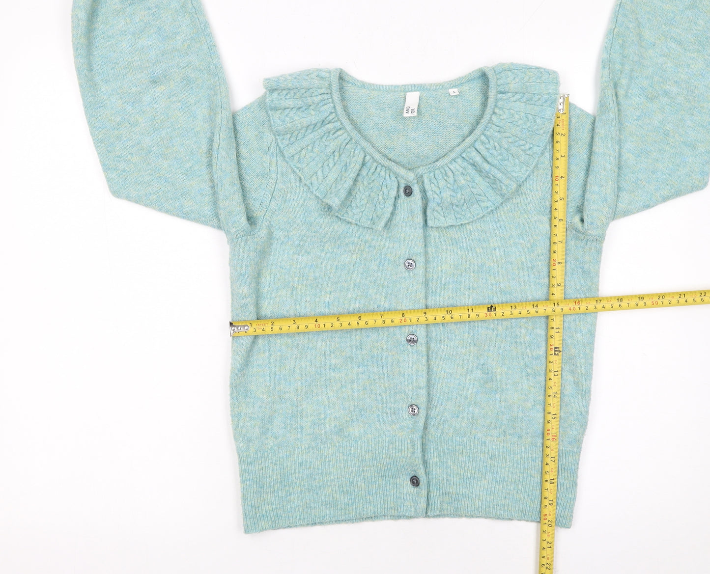 AND/OR Women's Blue Collared Knit Cardigan Size S