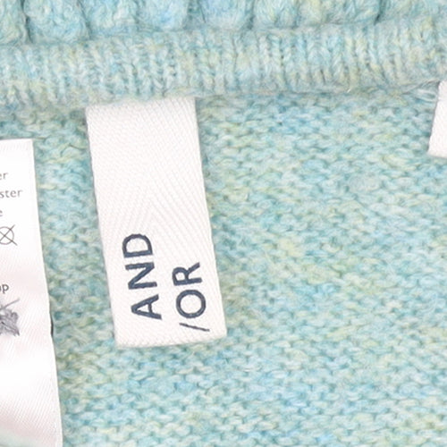 AND/OR Women's Blue Collared Knit Cardigan Size S