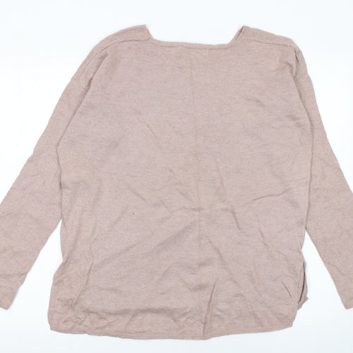 Next Women Pink Beaded Crew Neck Long Sleeve Pullover Jumper Size 12
