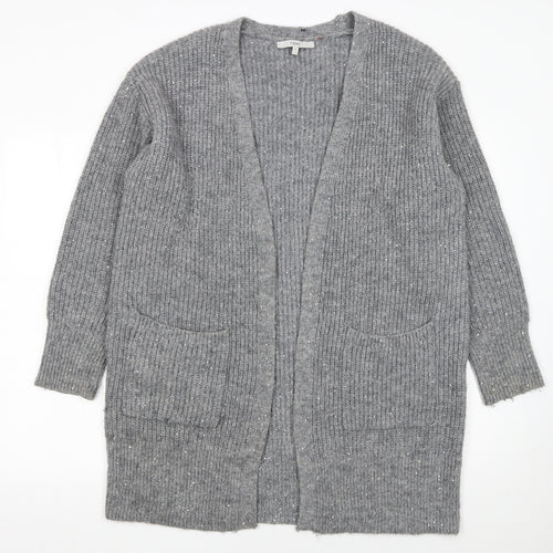 Next Women Grey Sequin Knit Longline Cardigan Size S