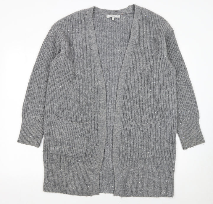 Next Women Grey Sequin Knit Longline Cardigan Size S