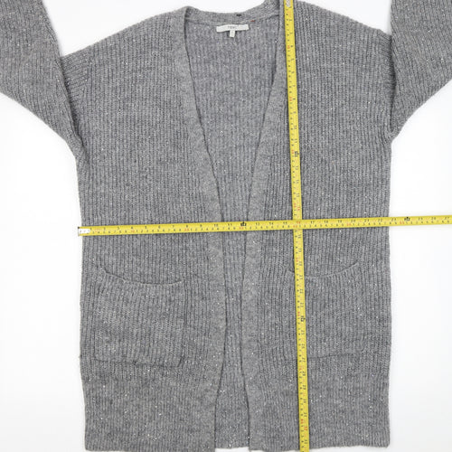 Next Women Grey Sequin Knit Longline Cardigan Size S