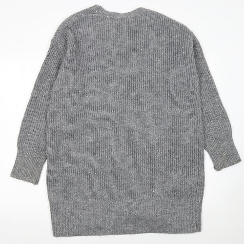 Next Women Grey Sequin Knit Longline Cardigan Size S